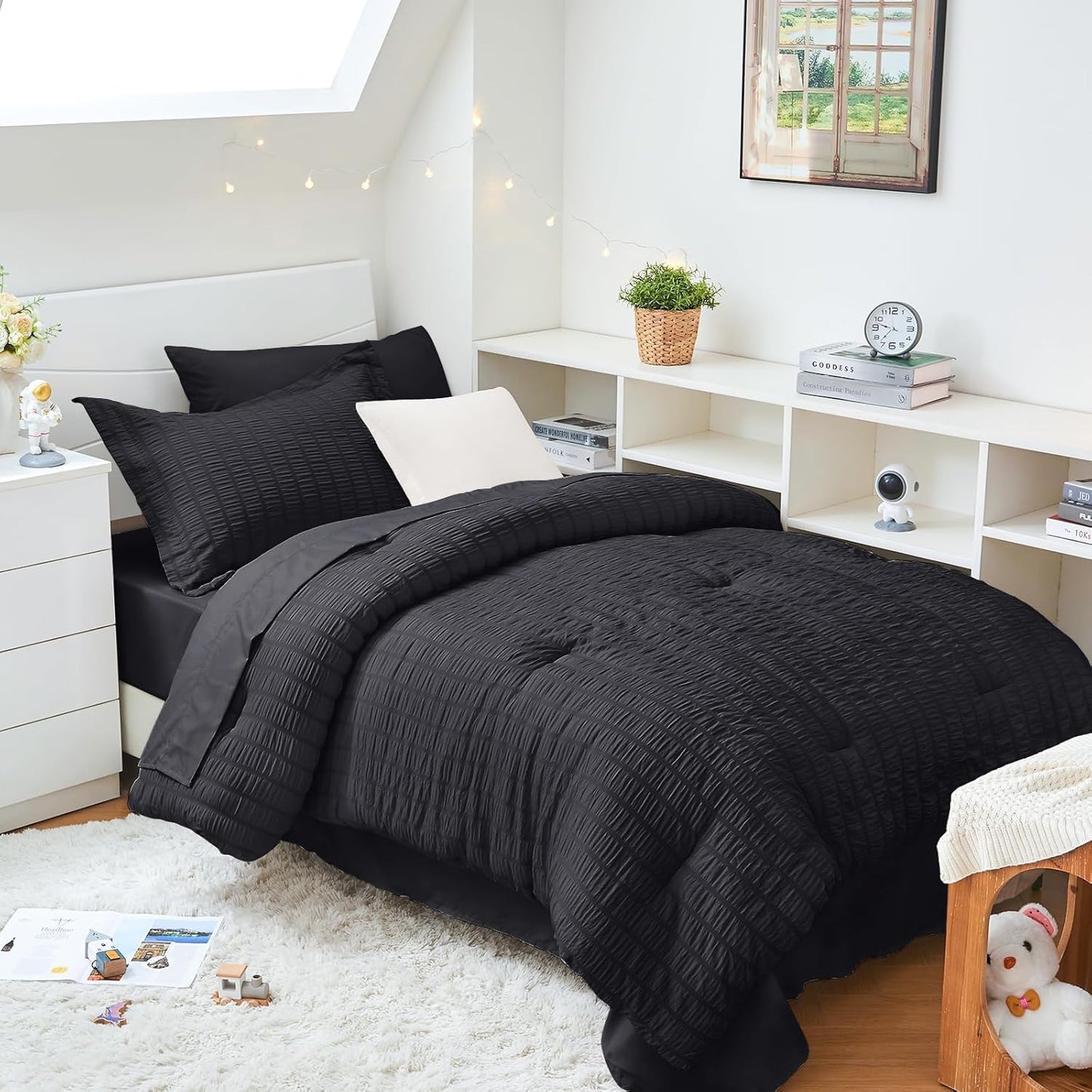 HYMOKEGE Black Twin XL Comforter Set for All Seasons Luxury Bedding