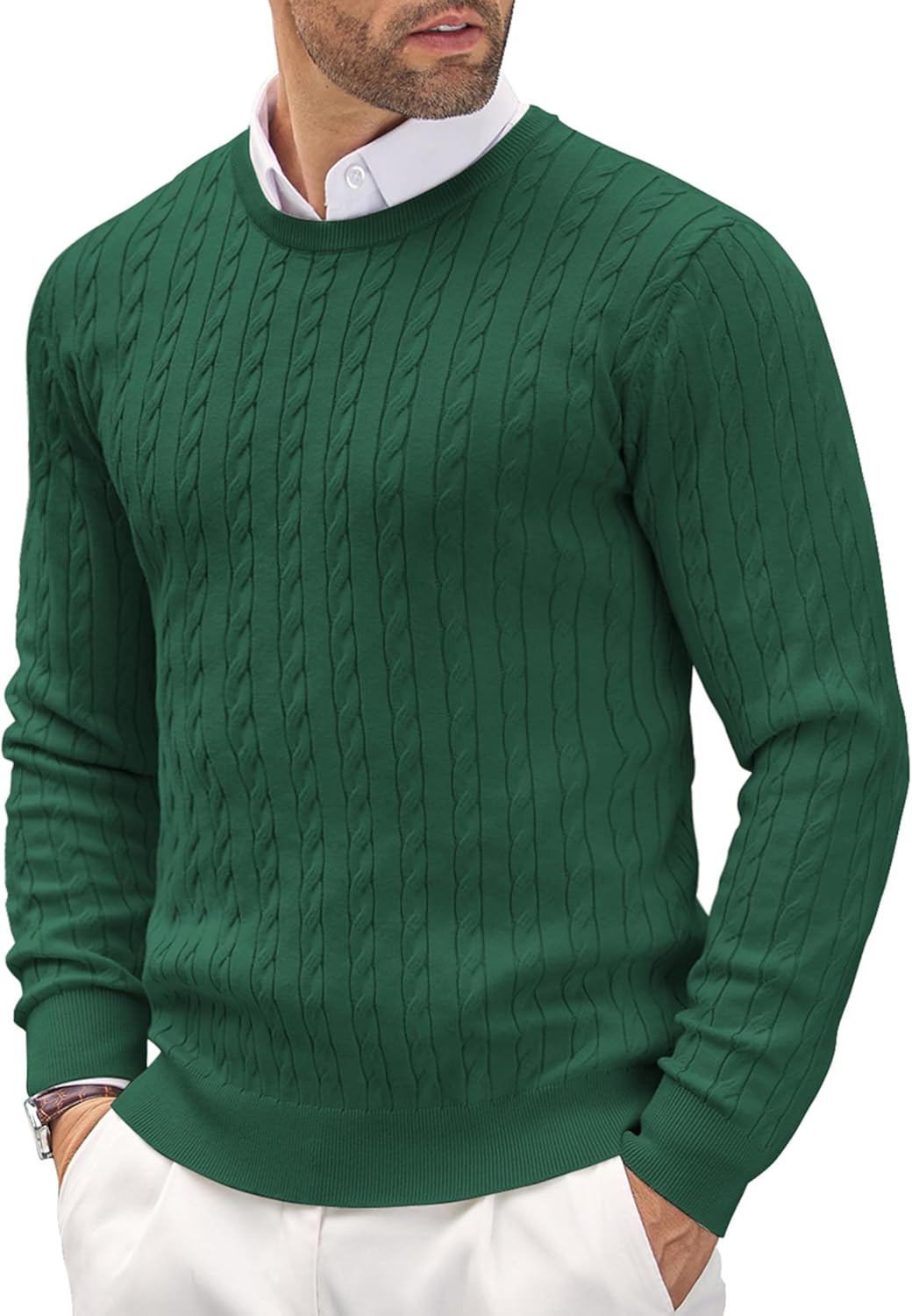 COOFANDY Men's Crewneck Knit Sweater for Stylish Comfort