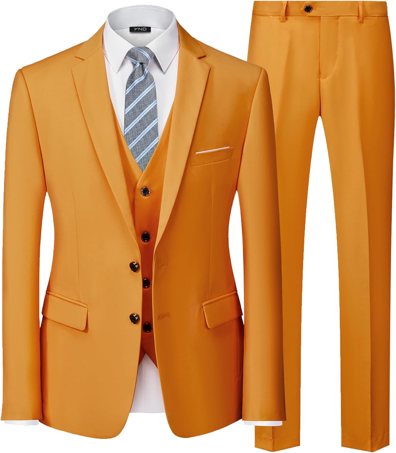 YND Men's 3 Piece Suit Set with Tie for Business and Weddings