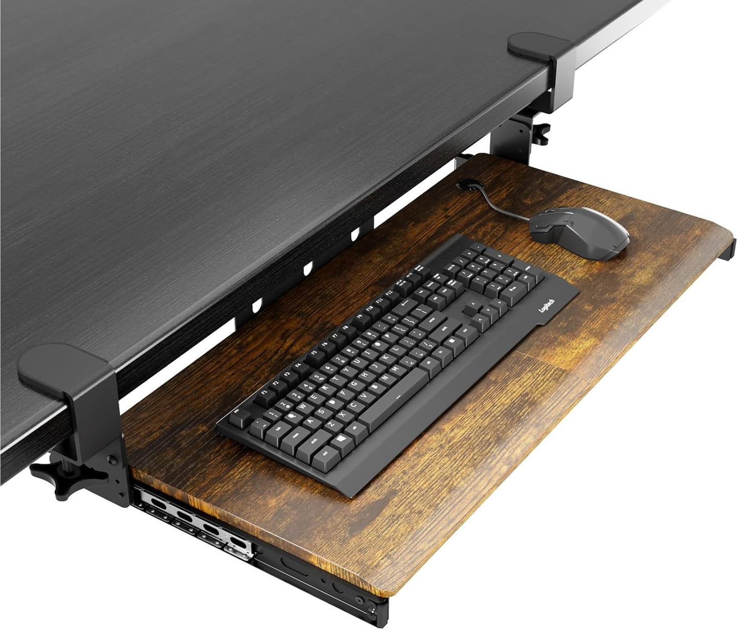 Effortlessly Expand Your Desk Space with Pull-Out Keyboard Tray