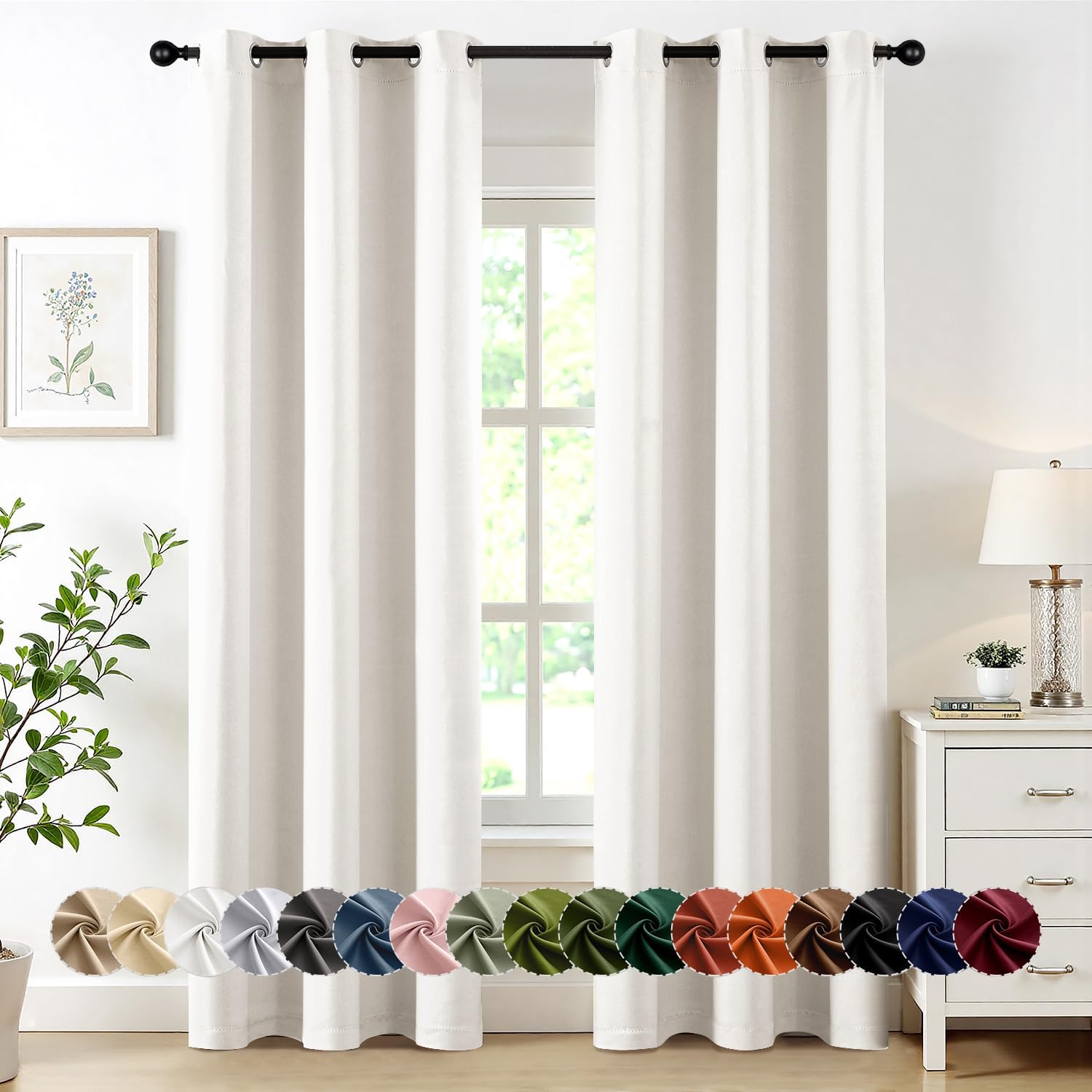 MIULEE Ivory Blackout Curtains for Bedroom and Living Room