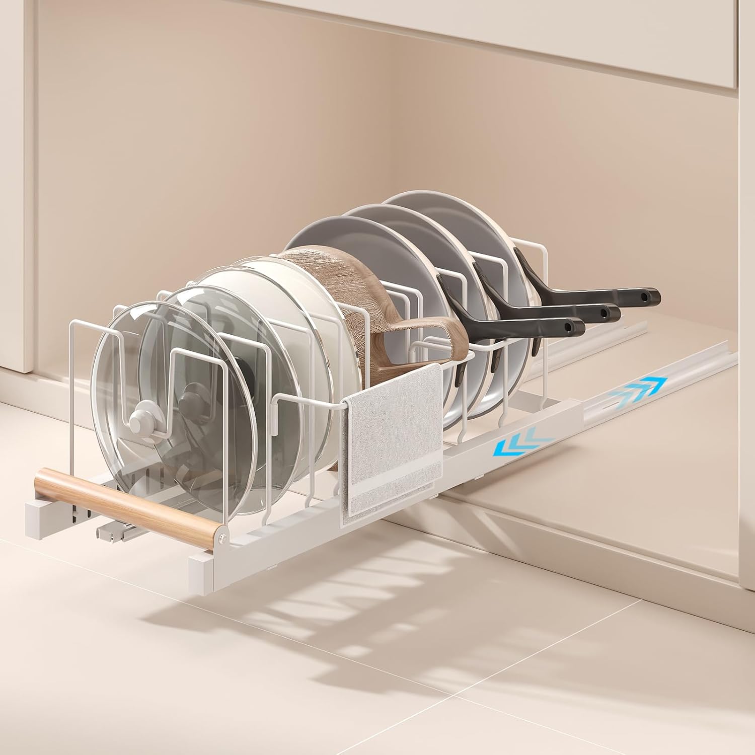 Expandable Pot Lid Organizer for Under Cabinet Storage Solutions