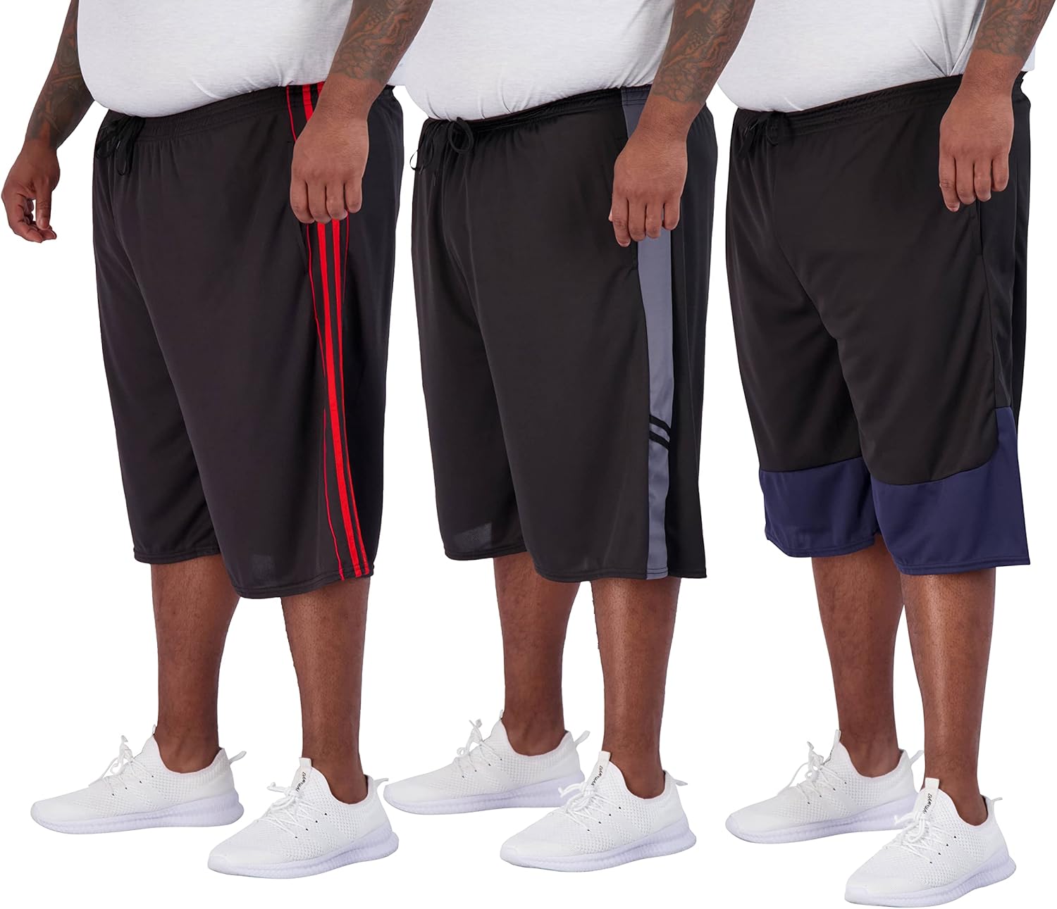 Real Essentials Men's Big & Tall 3-Pack Dry Fit Athletic Shorts