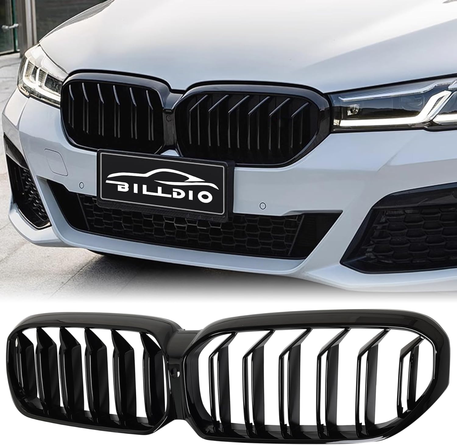 G30 Front Kidney Grille - Glossy Black for BMW 5 Series 2021-2023