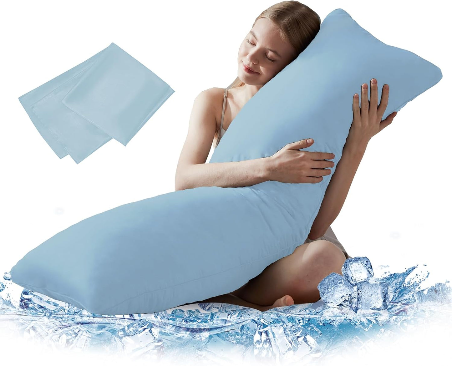 DOWNCOOL Large Body Pillow Insert with Cooling Cover for Comfort