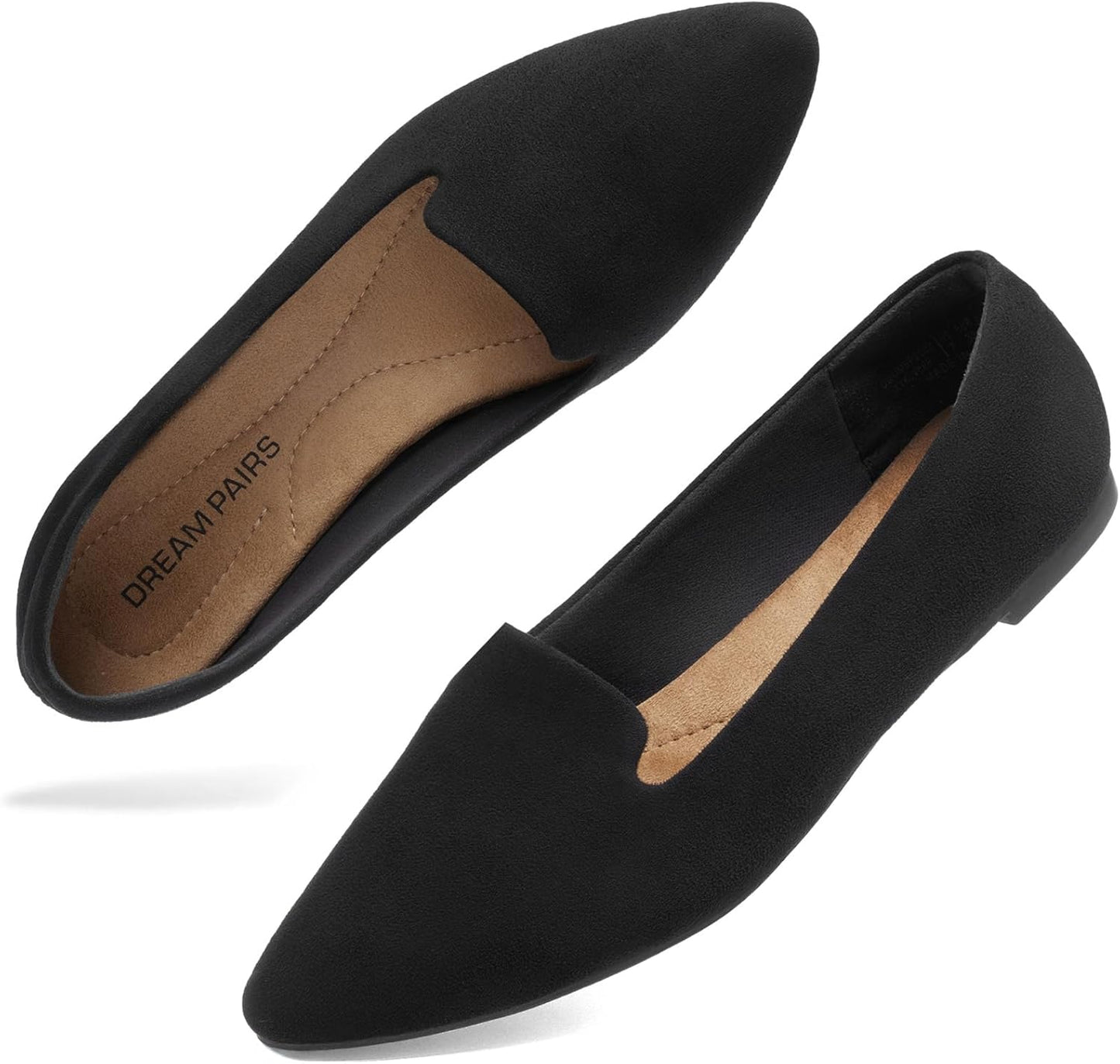 DREAM PAIRS Women's Pointed Toe Slip-On Flats for Office Wear