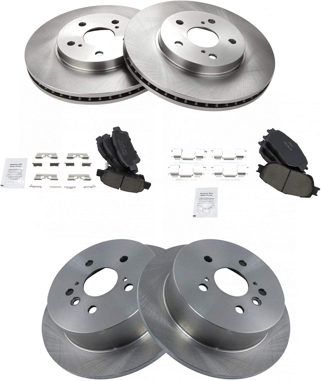 TRQ Front and Rear Brake Pad and Rotor Set for Toyota Sienna