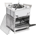 Wood Burning Folding Camp Stove Stainless Steel Grill - Portable
