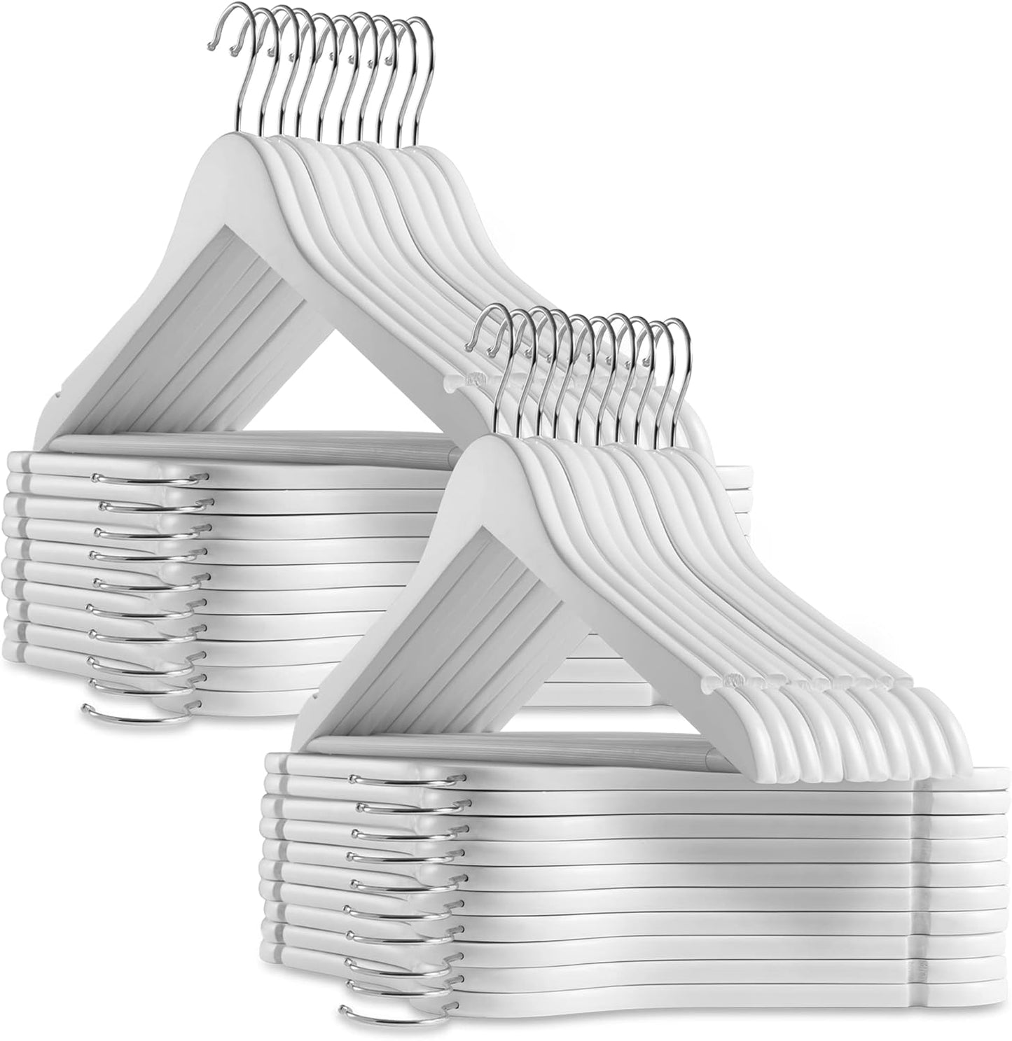 Premium Wooden Suit Hangers for Organized Closet - 40 Pack