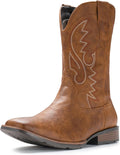 IUV Cowboy Boots For Men Wide Square Toe - Durable Western Retro