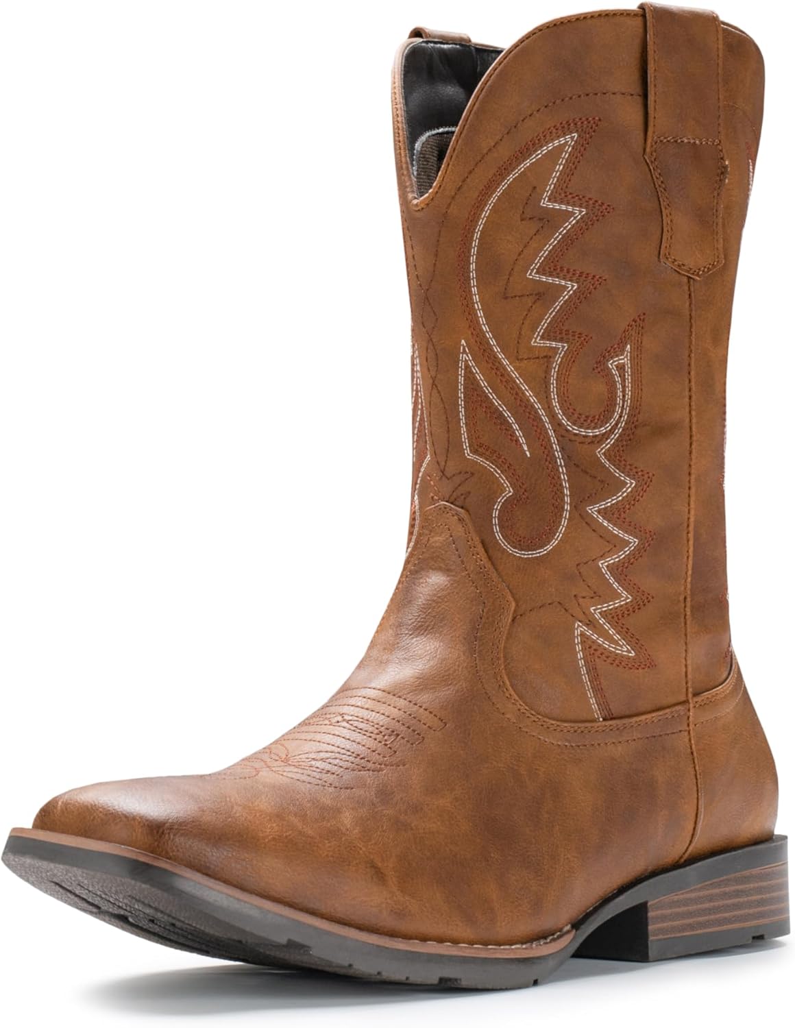 IUV Cowboy Boots for Men with Wide Square Toe and Retro Style