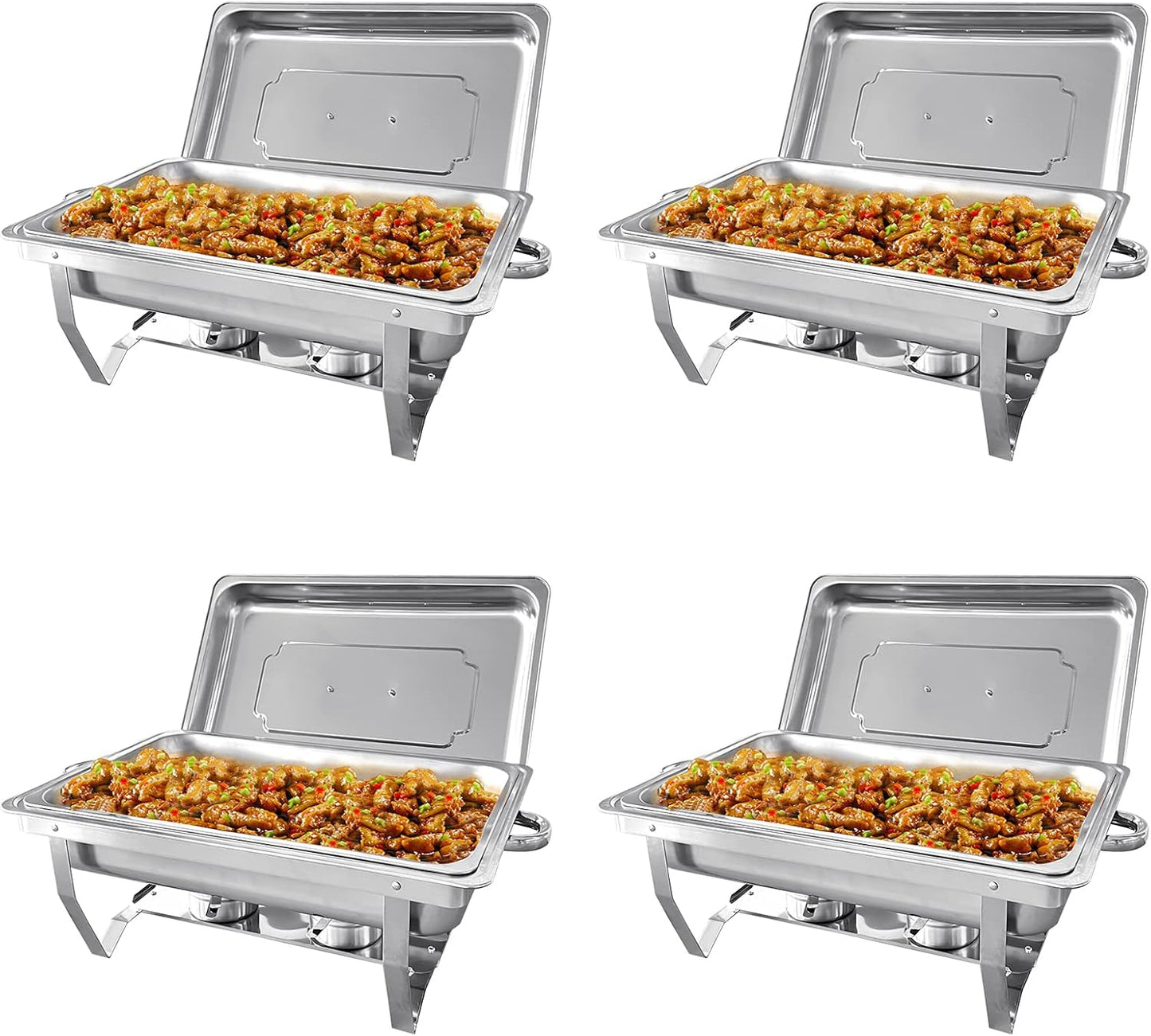 4 Pack 8QT Chafers and Buffet Warmers Sets for Catering Events