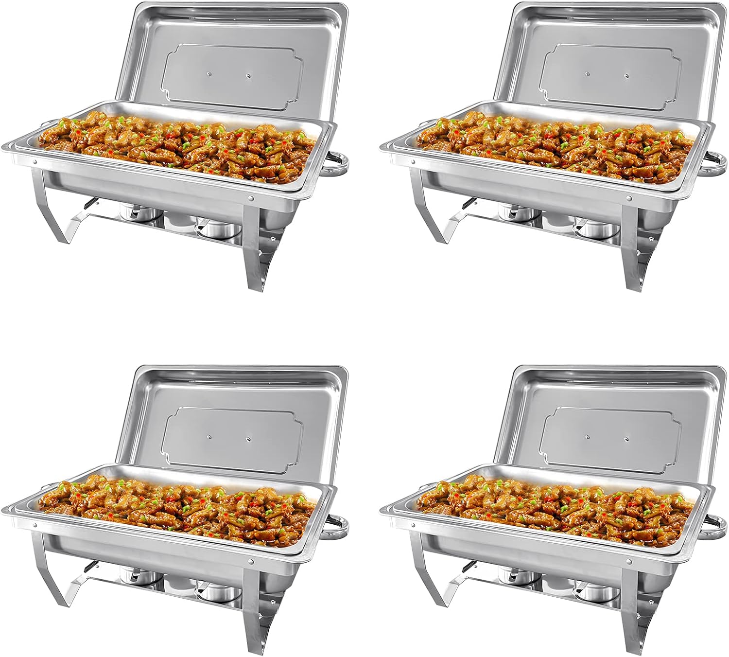 4 Pack 8QT Chafers and Buffet Warmers Sets for Catering Events