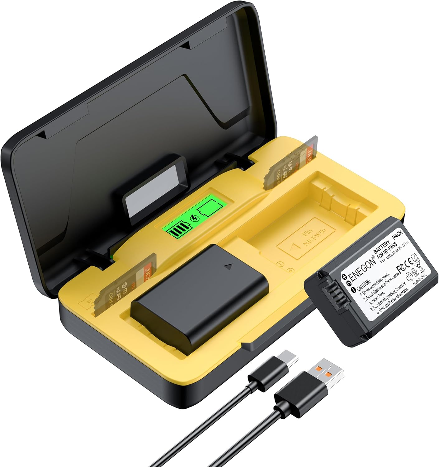 ENEGON NP-FW50 Dual Battery Charger Set for Sony Cameras