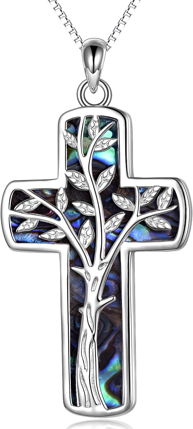 Cross Necklace Women Sterling Silver Faith Hope Love Pendant