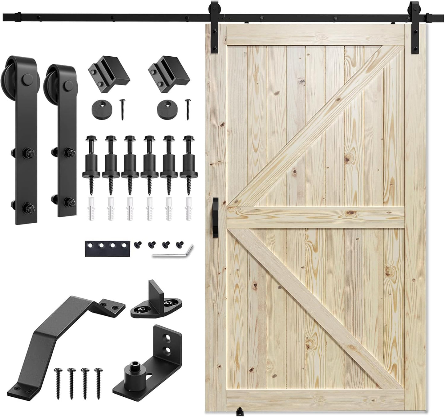 SMARTSTANDARD 48in x 84in Sliding Barn Door with Hardware Kit