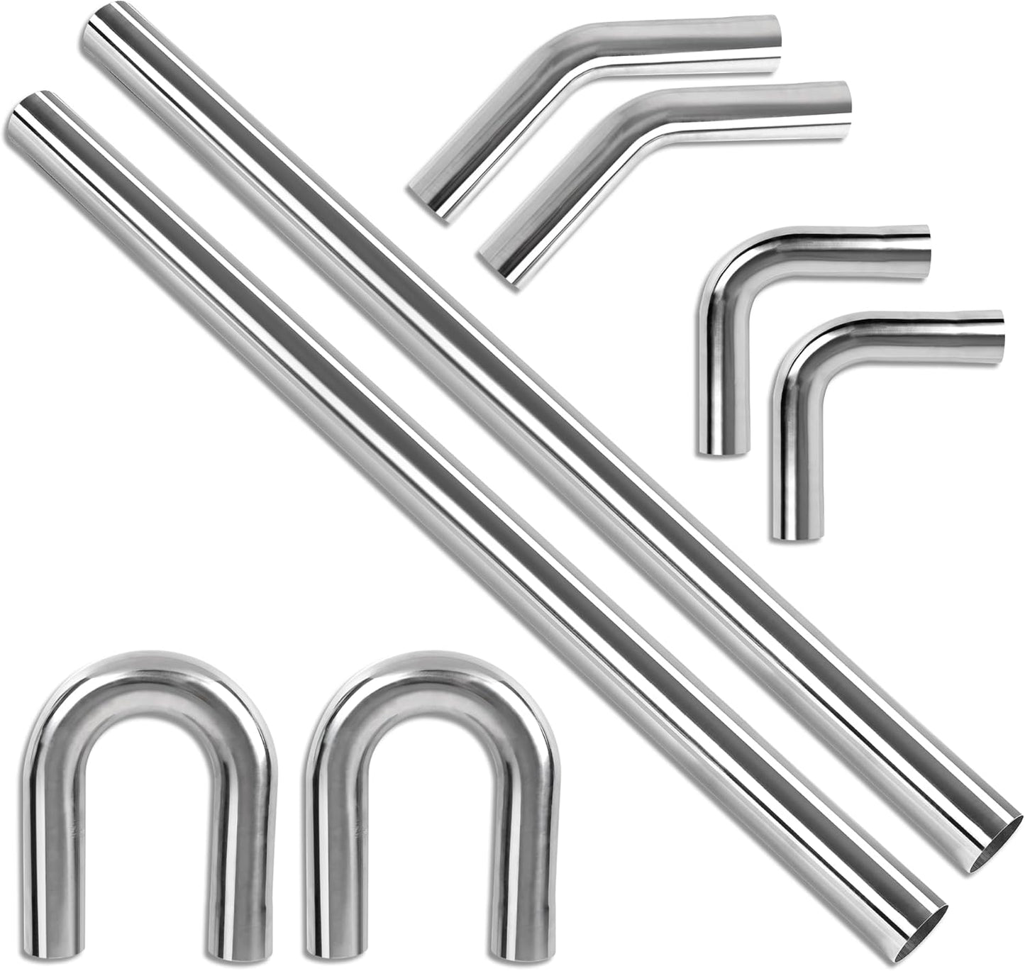 Richeer 2.5 inch O.D. T304 Stainless Steel Exhaust Pipe Kit