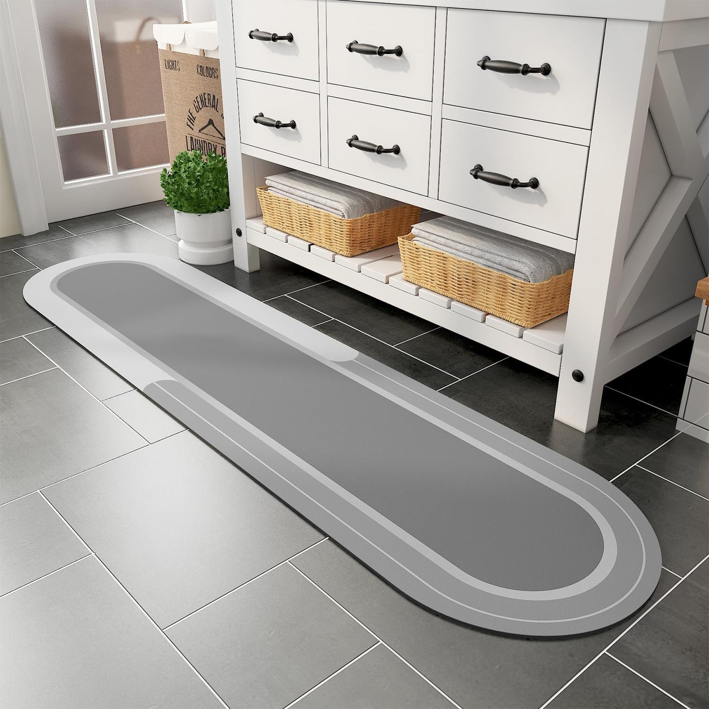 MontVoo Bath Mat Runner - Non Slip Absorbent Quick Dry Rug