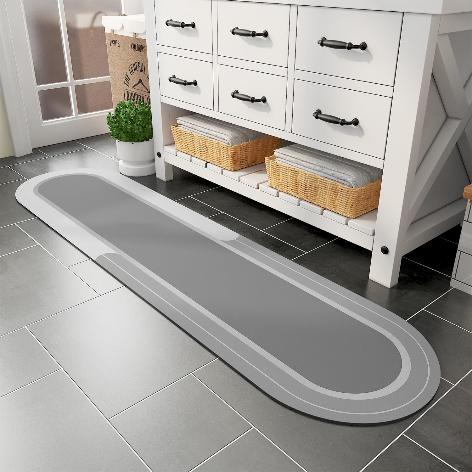 MontVoo Bath Mat Runner - Non Slip Absorbent Quick Dry Rug