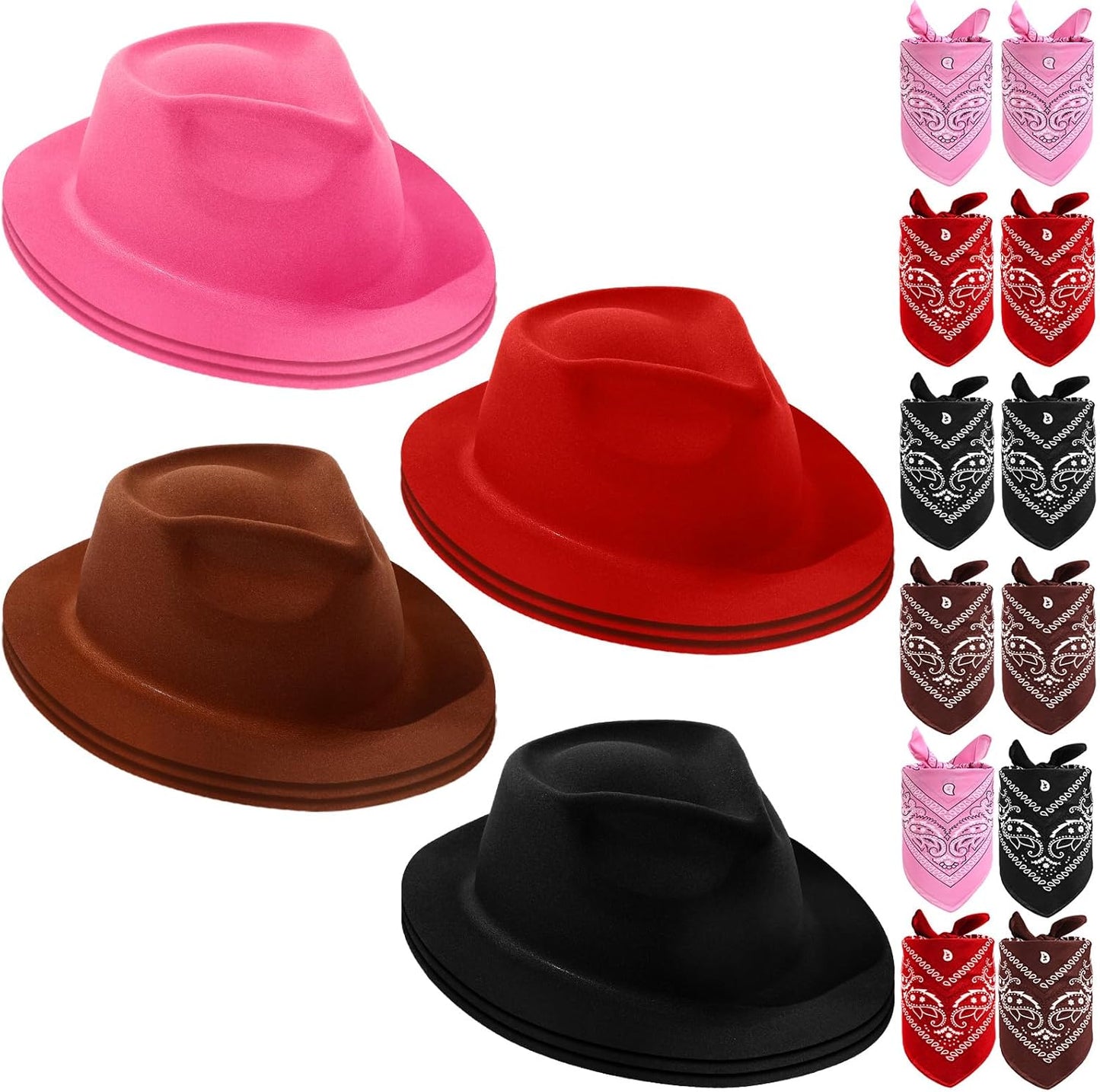24 Pieces Western Cowboy Hat Set for Kids Costume Parties