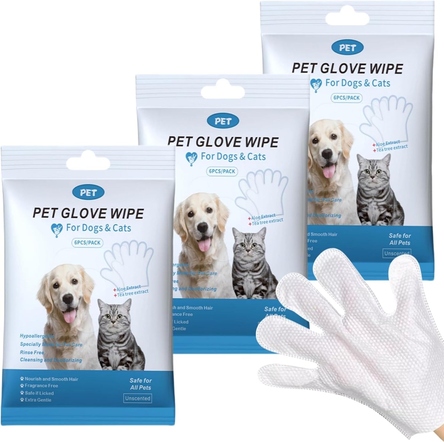 3-Pack Nourishing Pet Wipes - Clean, Deodorize & Nourish Fur