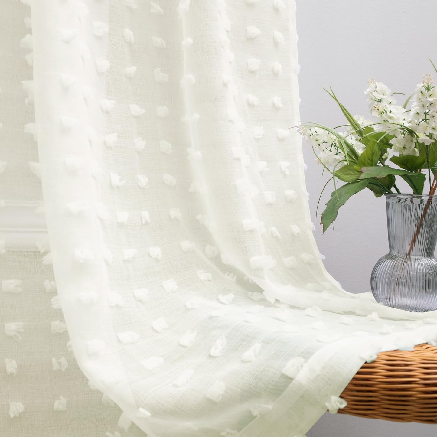 KOUFALL Cream Sheer Curtains 108 Inches Long for Living Room
