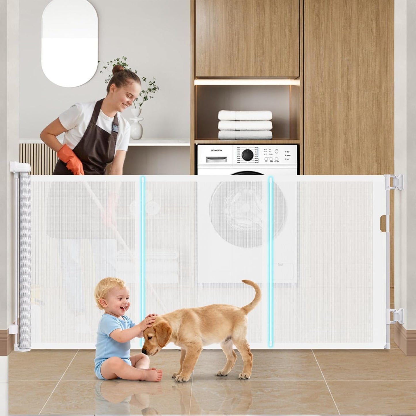 71ft' Retractable Baby Gates for Stairs and Doorways Safety