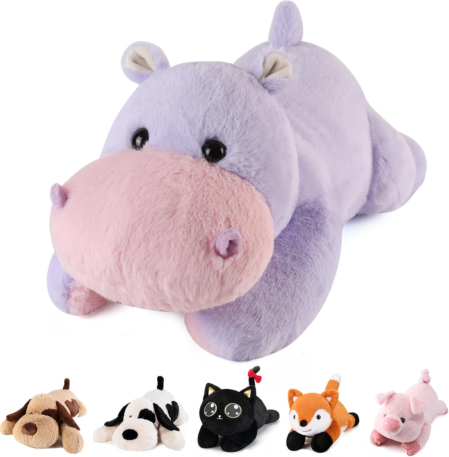 Meowtastic Hippo Weighted Stuffed Animal - 28 Inch Plush Toy