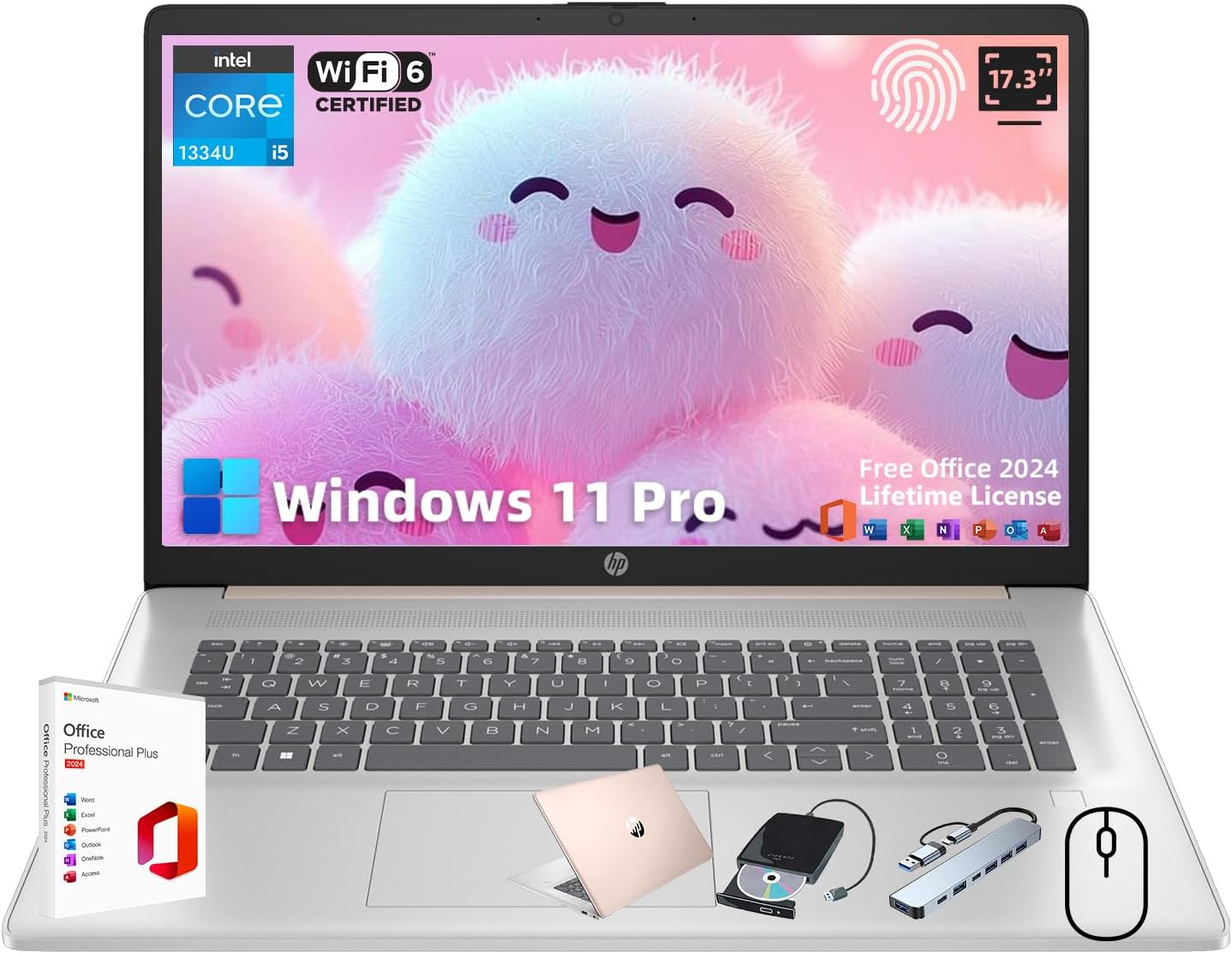 HP 17 Laptop - Office Lifetime, HD+ Display, Intel i5, Win 11 Pro
