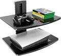 Floating Glass TV Shelf 2-Tier - Slim Under-TV Media Shelf