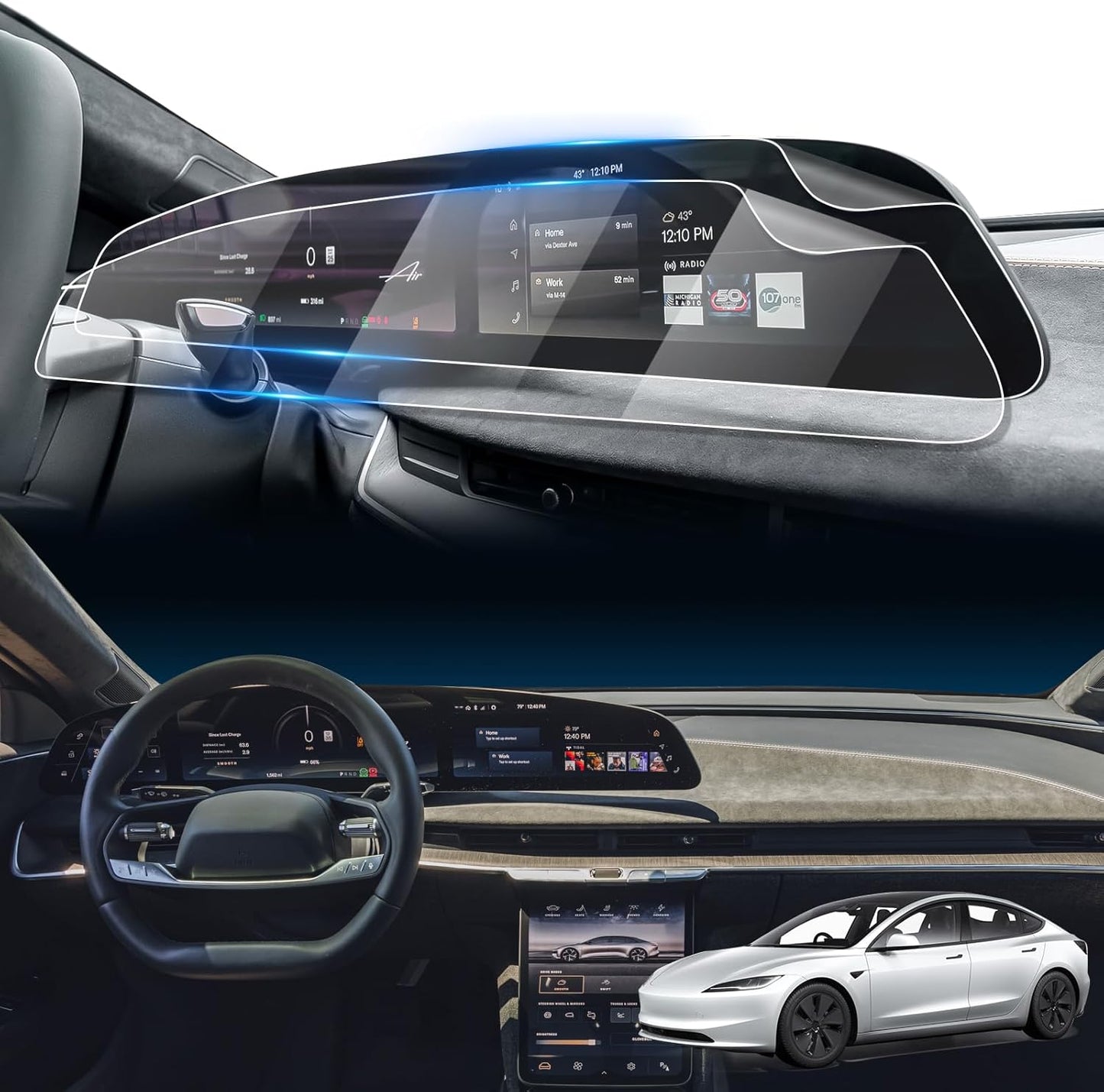 LFOTPP Screen Protector for 2022-2025 Lucid Air Touchscreen