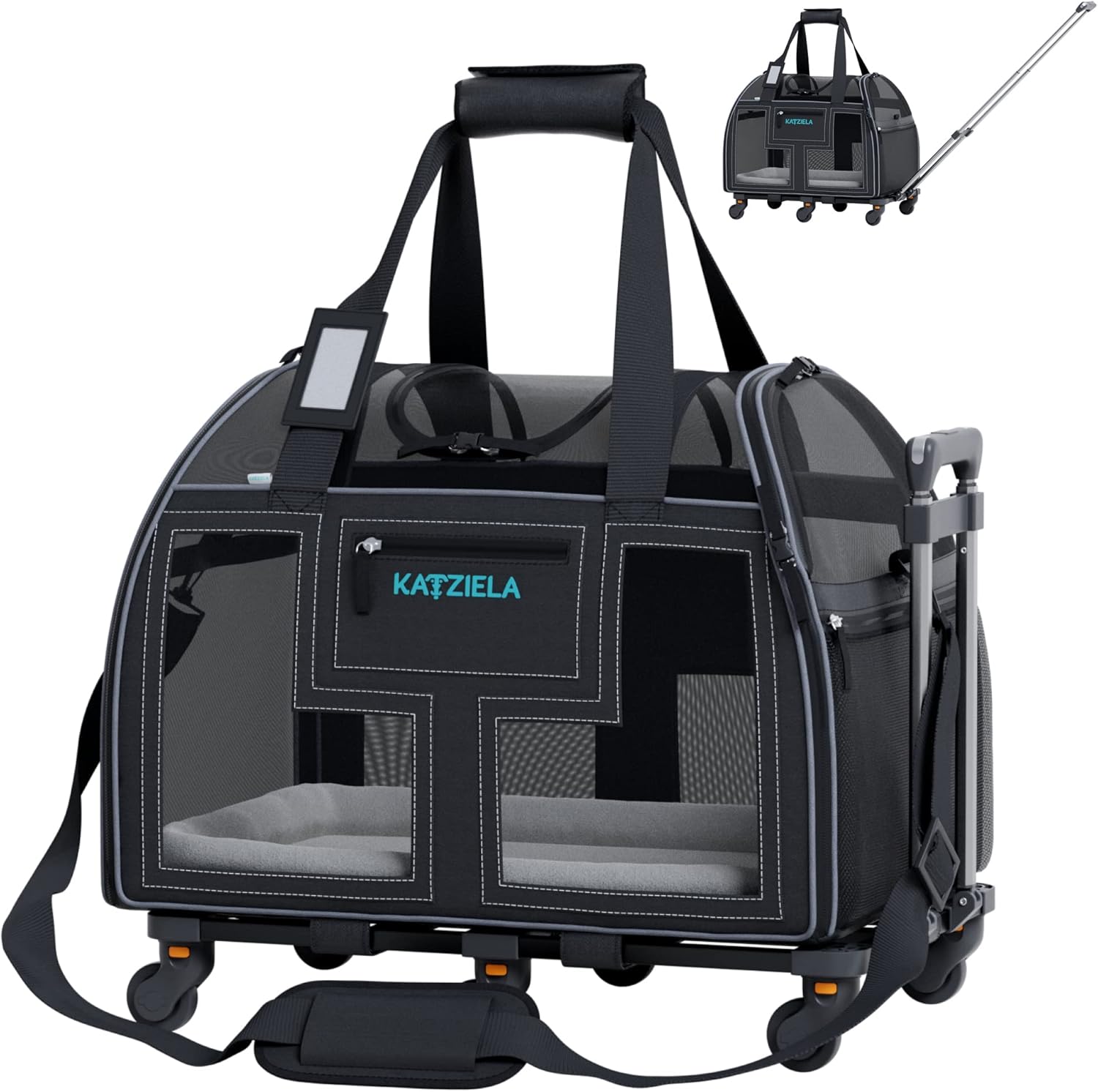 Katziela Rolling Pet Carrier with Wheels - Luxury Lorry Design