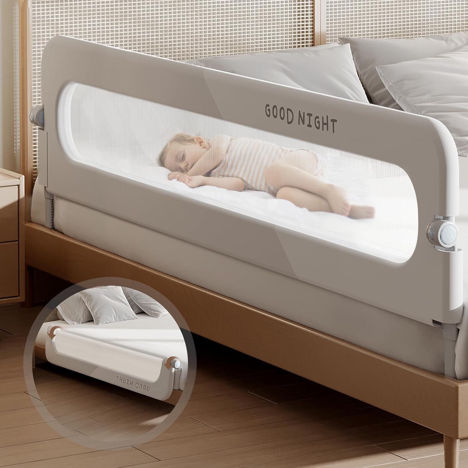Foldable Toddler Bed Rails for Safe Sleep - 59in Guard Bumper