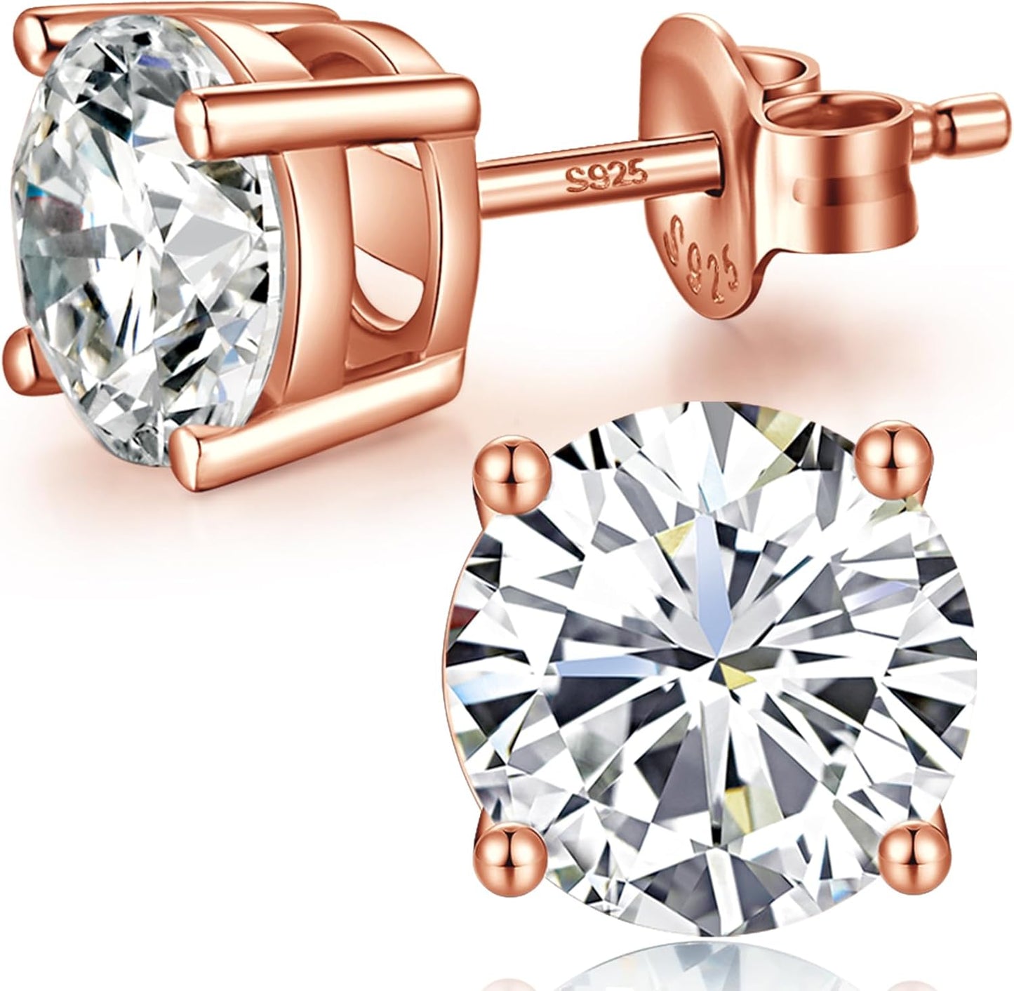 Sparkling 925 Sterling Silver Cubic Zirconia Stud Earrings for All