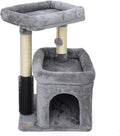 Small Cat Tree with Scratching Post Indoor - Compact 2-Level Condo