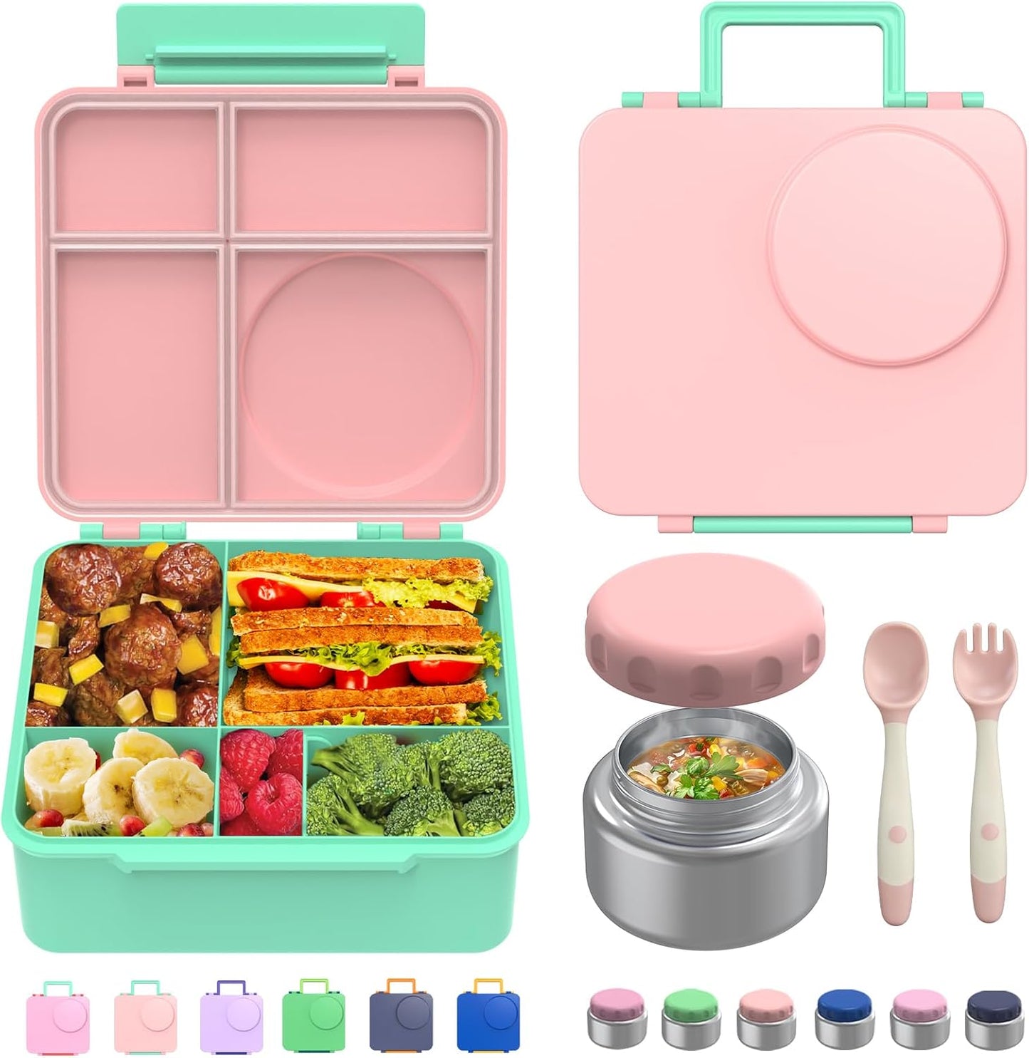 Bento Box for Kids - Leak-Proof Lunch Box with Thermos Jar