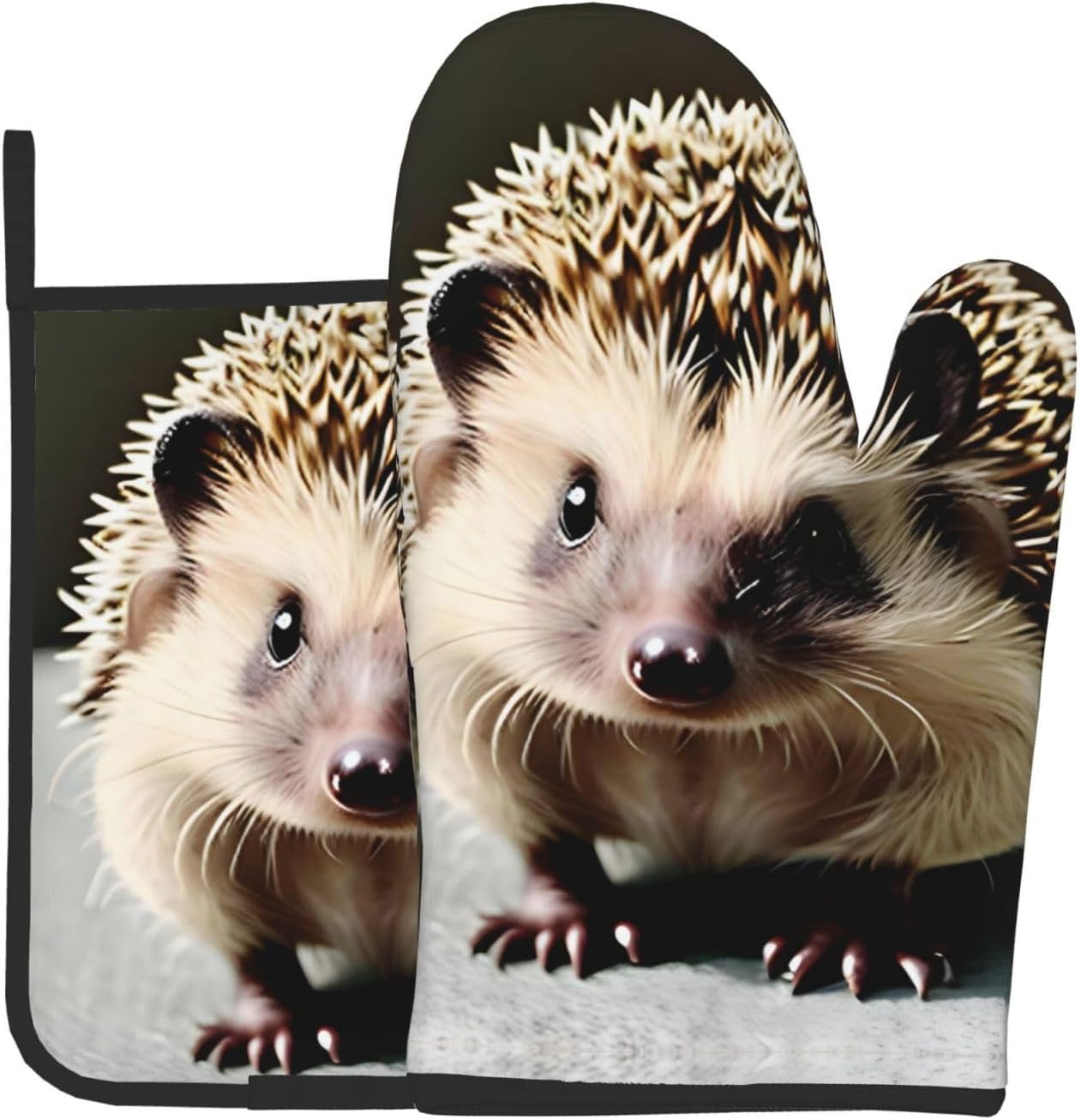 Cute Hedgehog Heat-Insulating Gloves Set - Microwave Safe