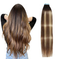 Tape in Hair Extensions Balayage Darkest Brown to Light Blonde 20 in