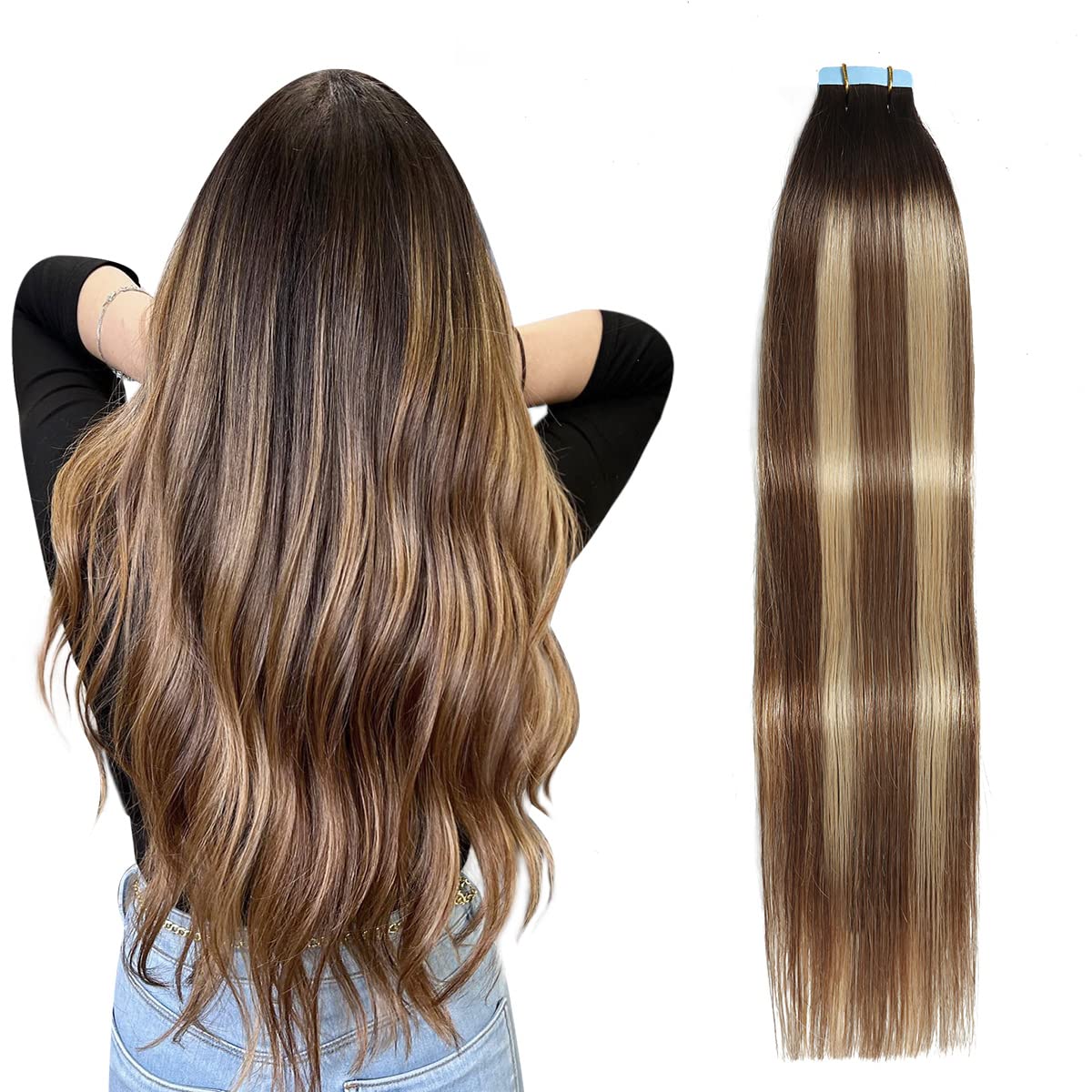 Tape in Hair Extensions for Balayage Look - 20 Inch Quality