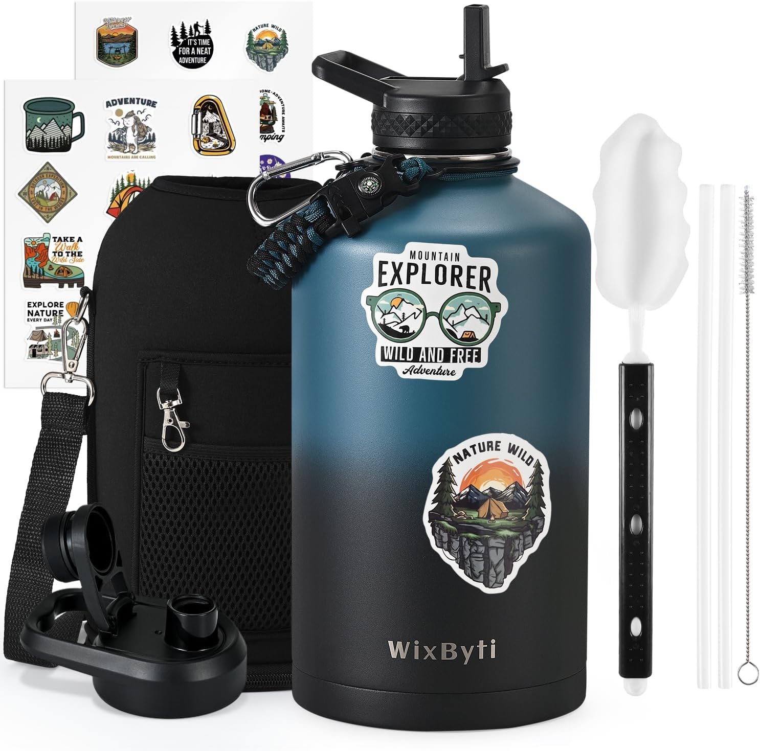 One Gallon Insulated Water Bottle with DIY Stickers for Adventure