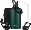 87 oz Insulated Water Bottle with Straw - Dark Green 3 Lids