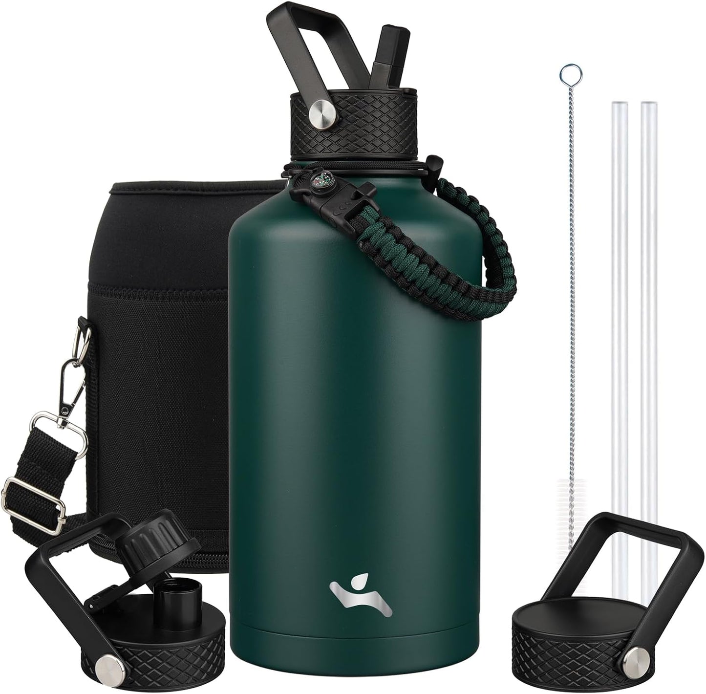 Insulated Water Bottle with Straw - 87 oz Double Wall Flask