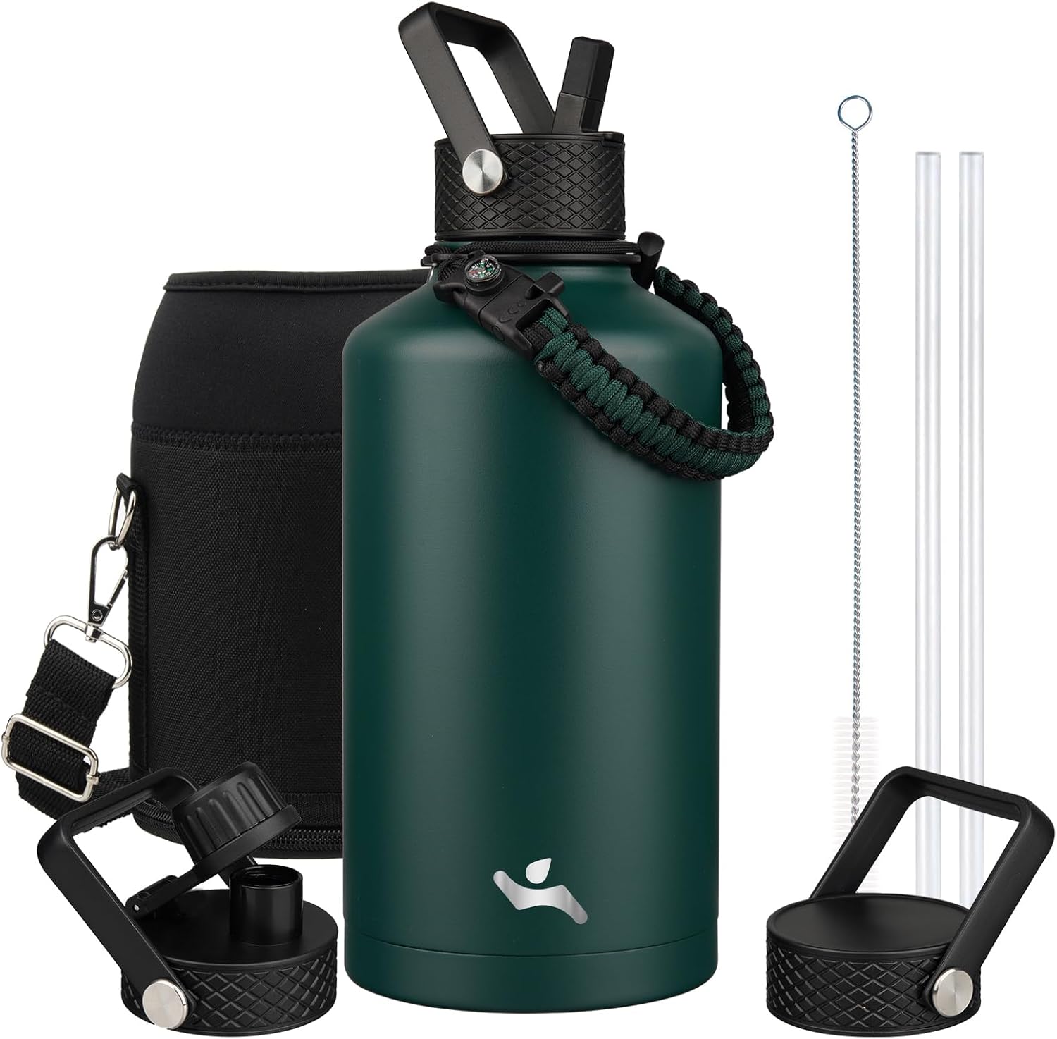 Insulated Water Bottle with Straw - 87 oz Double Wall Flask