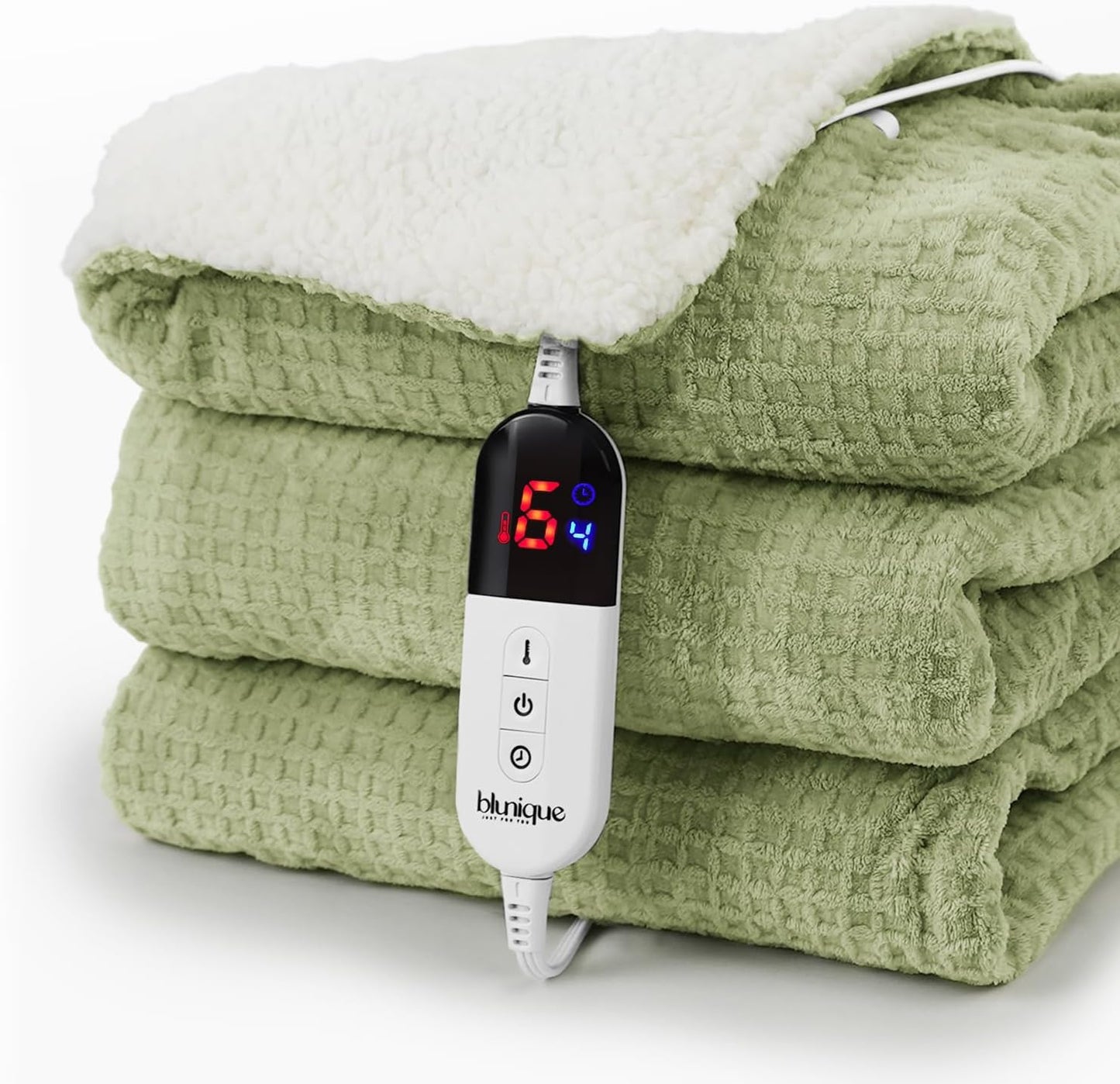Heated Blanket Electric Throw Waffle - 50x60 in Sherpa Fleece