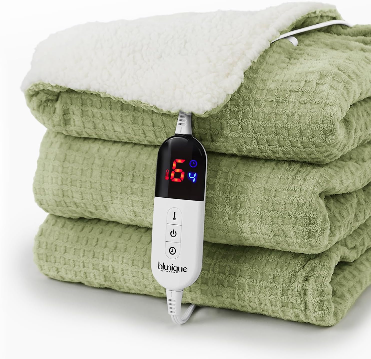 Heated Blanket Electric Throw Waffle - 50x60 in Sherpa Fleece