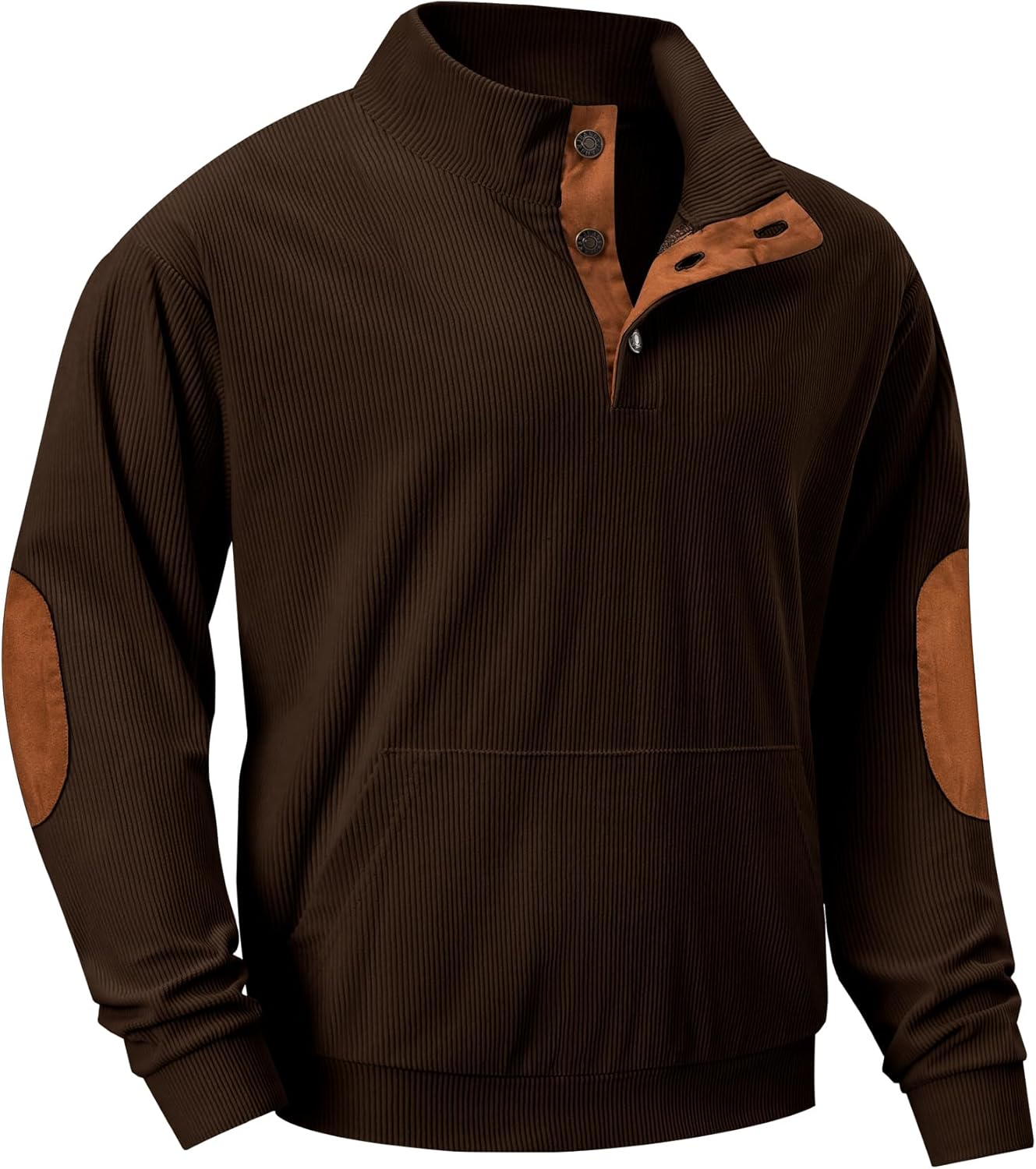 JMIERR Mens Warm Corduroy Sweatshirt with Stylish Metal Buttons