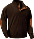 Mens Corduroy Quarter Button Pullover Sweatshirt - Warm Fall Layer 1/4