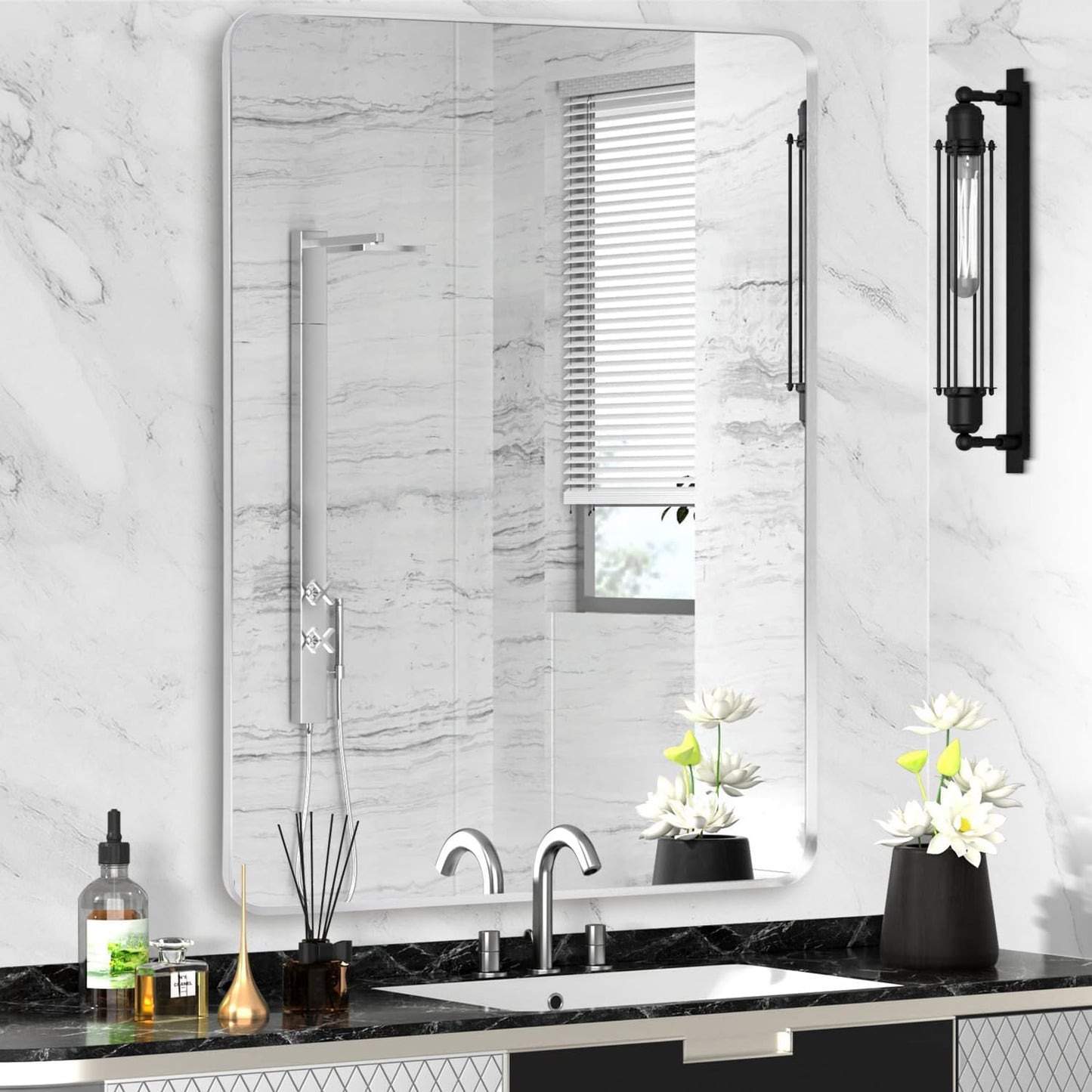 Stylish Silver Framed Bathroom Mirror for Modern Spaces