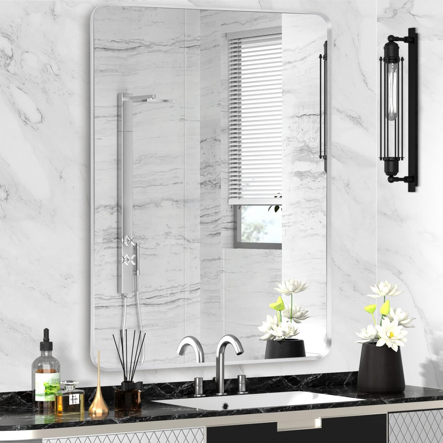 Stylish Silver Framed Bathroom Mirror for Modern Spaces