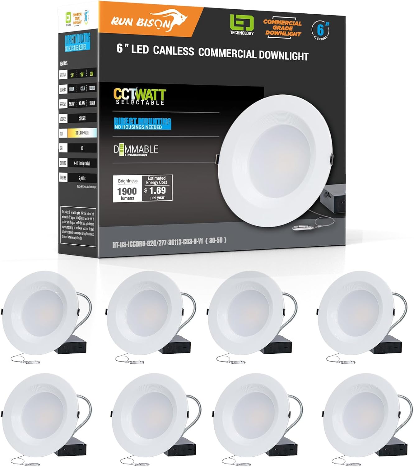 6 Inch LED Recessed Lighting with Adjustable Wattage and Color